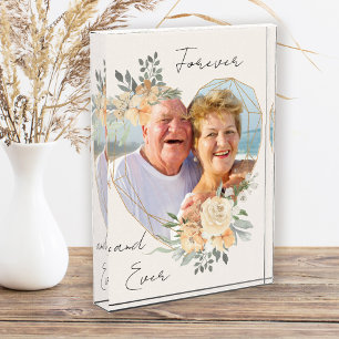 Bloque Para Fotos Forever Gold Frame Floral Heart Shaped