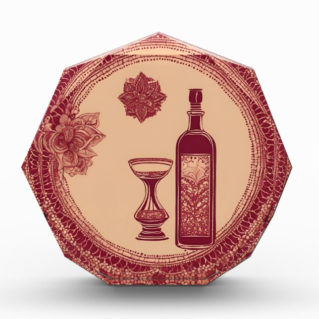 Bloque Para Fotos Frasco de rojo sobre arte de Lace AI (Anverso)