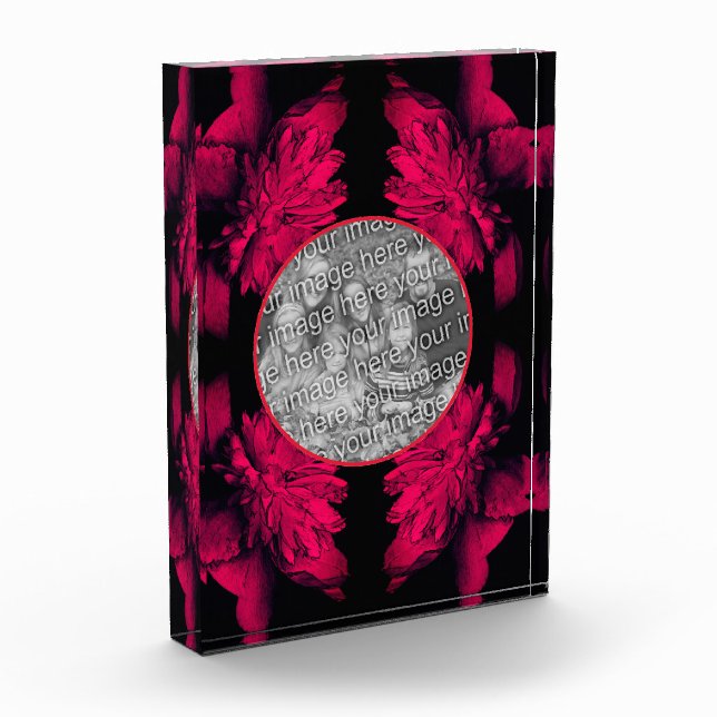 Bloque Para Fotos Fuchsia Peony Resumen Floral Añadir tu (Izquierda)