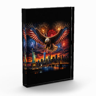 Bloque Para Fotos Fuegos Artificiales Águila Calva Patriótica en el
