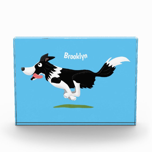 Bloque Para Fotos Funny Border Collie dog running cartoon (Anverso)
