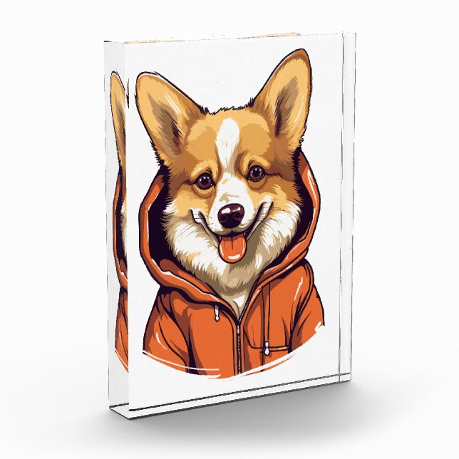 Bloque Para Fotos Funny Corgi Usando Hoodie (Izquierda)
