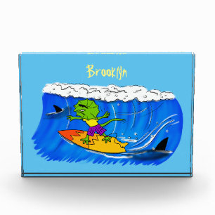 Bloque Para Fotos Funny personalizado de surf con lagarto frito