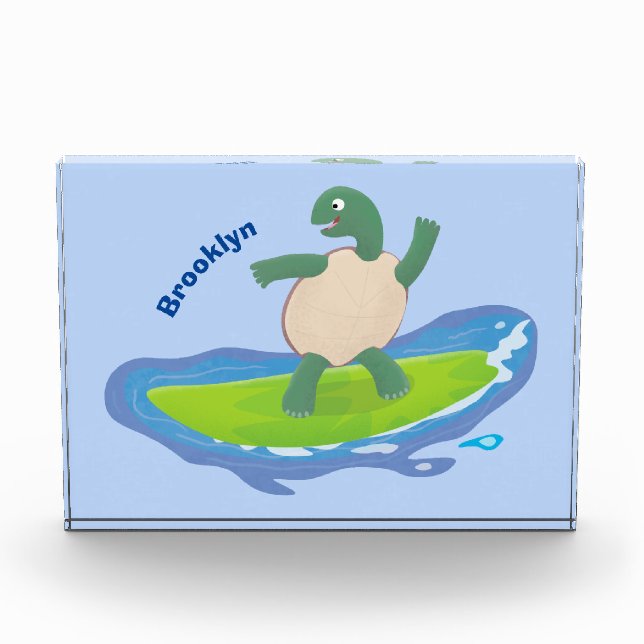 Bloque Para Fotos Funny tortoise wave surfing cartoon (Anverso)