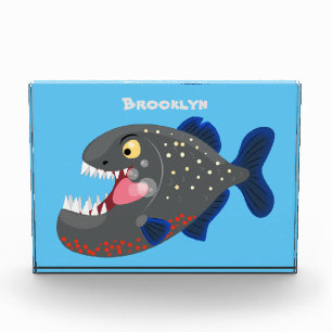 Bloque Para Fotos Furioso ilustracion personalizado de piranha