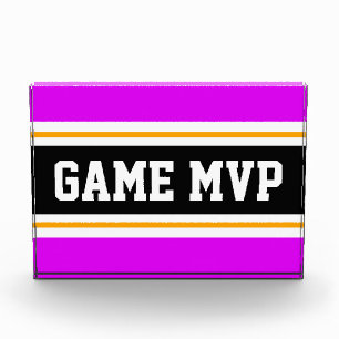Bloque Para Fotos GAME MVP Rayas amarillas blancas rosadas brillante