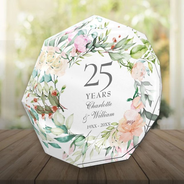 Bloque Para Fotos Garland, Rosas del 25° aniversario de Boda de Plat (25th Silver Wedding Anniversary Roses Garland Photo Block)