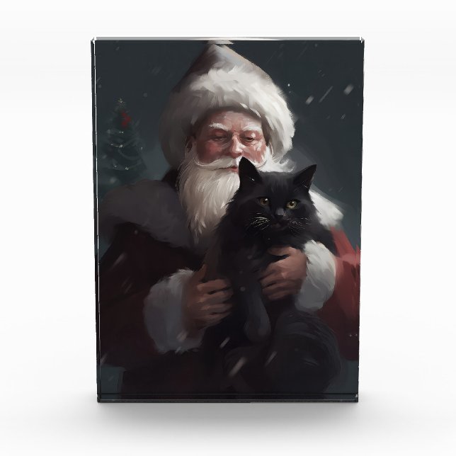 Bloque Para Fotos Gato de Tuxedo con Navidades festivos de Santa Cla (Anverso)