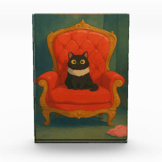 Bloque Para Fotos Gato negro regio en trono rojo