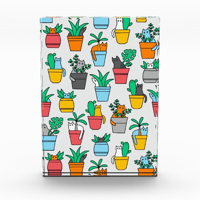 Bloque Para Fotos Gatos en macetas de flores (Anverso)