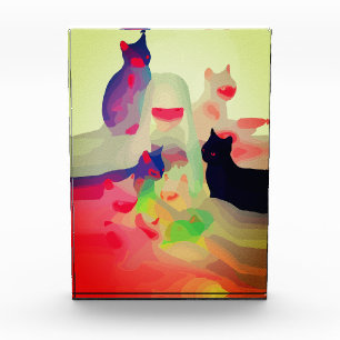 Bloque Para Fotos Gatos y Espíritus místicos – Arte Anime Abstracto 