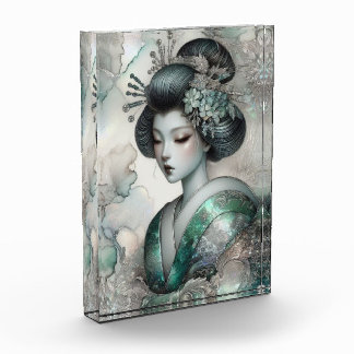 Bloque Para Fotos Geisha en Verde Serie de Diseño #2