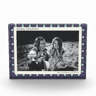 Bloque Para Fotos Geométrico Retro Azul de Decoración Hanukkah Perso
