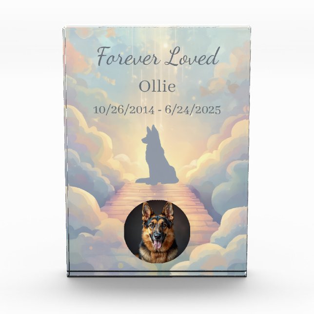 Bloque Para Fotos German Shepherd Rainbow Bridge Acrylic Photo Block (Anverso)