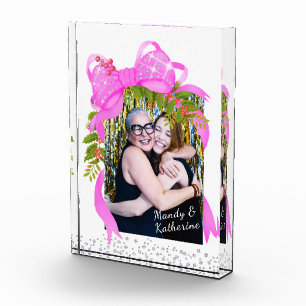 Bloque Para Fotos Glittering Pink Ribbon Navidades