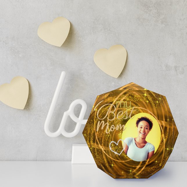 Bloque Para Fotos Glitting My Best Mom Photo Gold (Glittering Photo Block for Your Best MOM.)