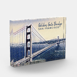 Bloque Para Fotos Golden Gate Bridge San Francisco Watercolor Art