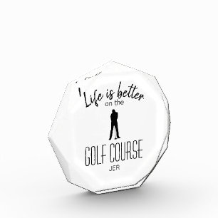 Bloque Para Fotos Golfista Campo de Golf Monograma Iniciales Blanco 