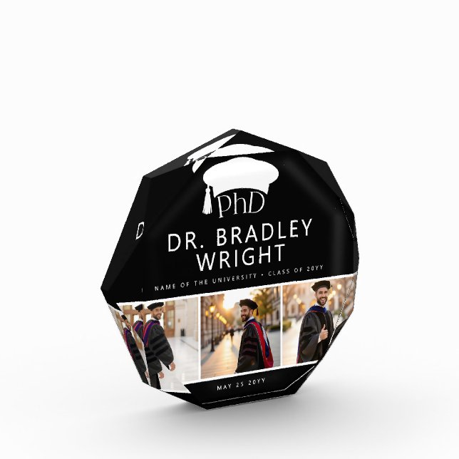Bloque Para Fotos Gorra de graduación personalizada de doctorado PhD (Izquierda)