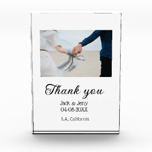 Bloque Para Fotos Gracias mensaje de nombre de pareja de boda simple