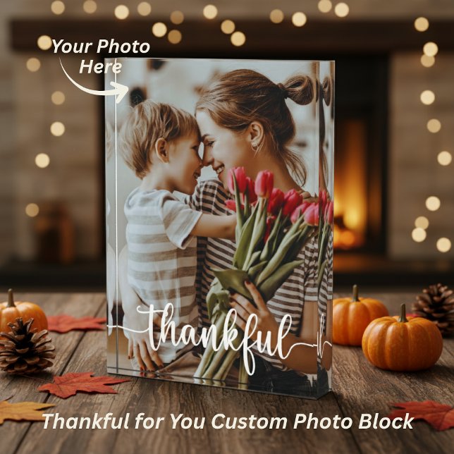 Bloque Para Fotos Gracias por tu Personalizado (Thankful for You Custom Photo Block)