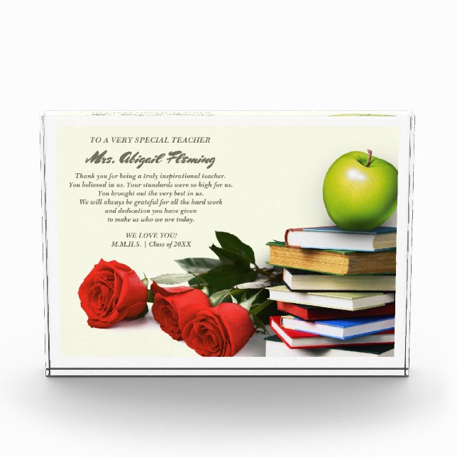 Bloque Para Fotos Gracias, Profesor. Regalo de nombre personalizado (Anverso)