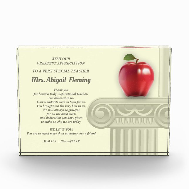 Bloque Para Fotos Gracias, Profesor. Regalo de nombre personalizado (Anverso)