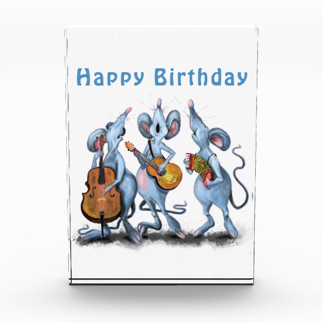 Bloque Para Fotos Graciosa banda romántica de ratón - Feliz cumpleañ (Anverso)