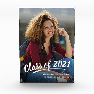 Bloque Para Fotos Grad Clase De Guión Moderno De Pincel Blanco