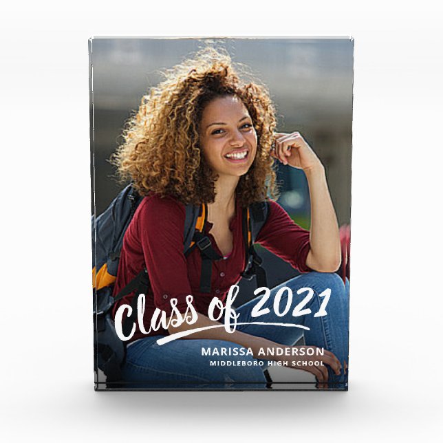 Bloque Para Fotos Grad Clase De Guión Moderno De Pincel Blanco (Anverso)