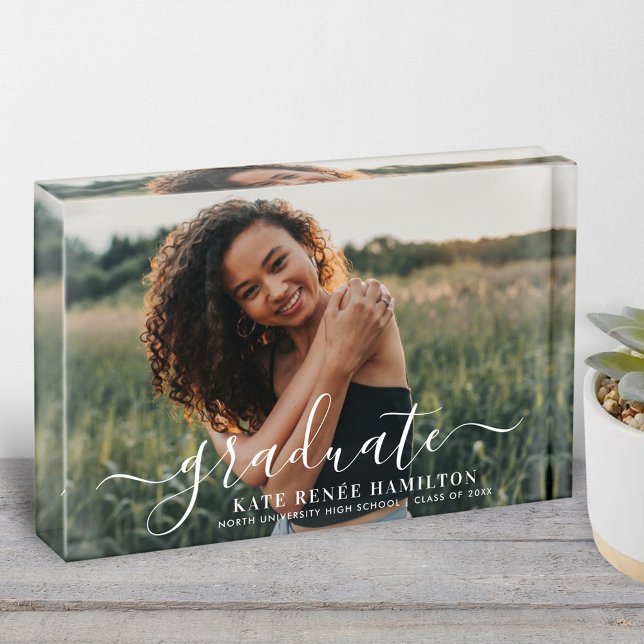 Bloque Para Fotos Graduación de escritura blanca moderna (Subido por el creador)