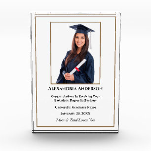 Bloque Para Fotos Graduación Escuela Gold White Modern Personalize