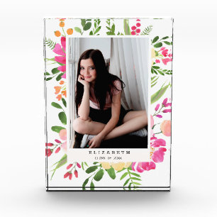 Bloque Para Fotos Graduación floral del personalizado del marco de