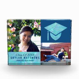 Bloque Para Fotos Graduación Moda opal azul trendy Keepsake