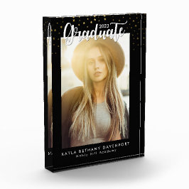 Bloque Para Fotos Graduación moderna de Black Gold Stars Keepsake