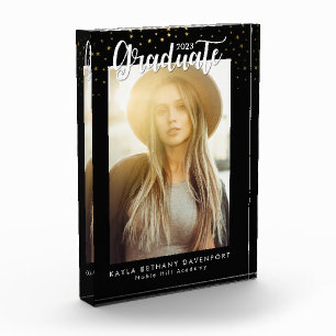 Bloque Para Fotos Graduación moderna de Black Gold Stars Keepsake