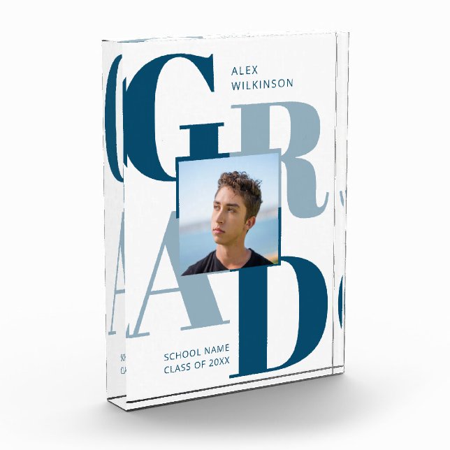 Bloque Para Fotos Graduación moderna de tipografía de moda azul (Izquierda)