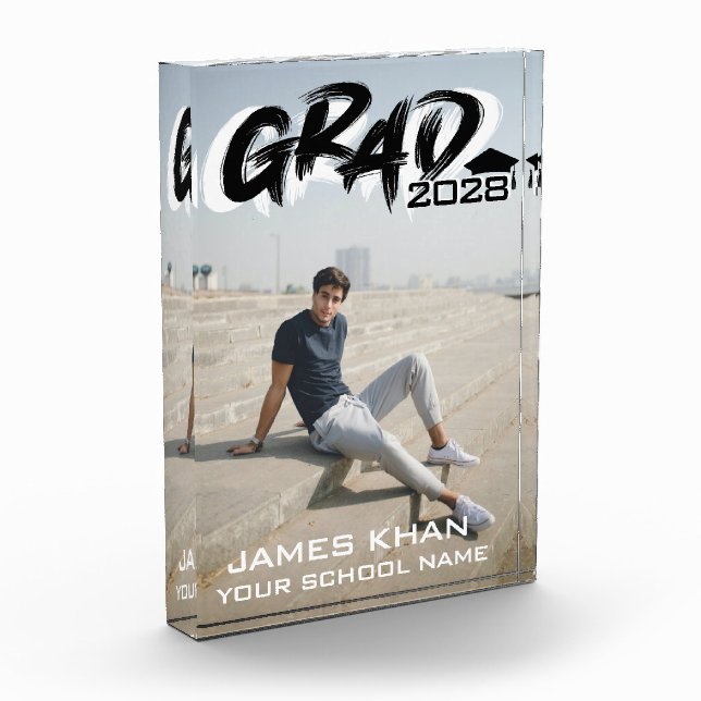 Bloque Para Fotos Graduación moderna del guión del pincel negro (Izquierda)