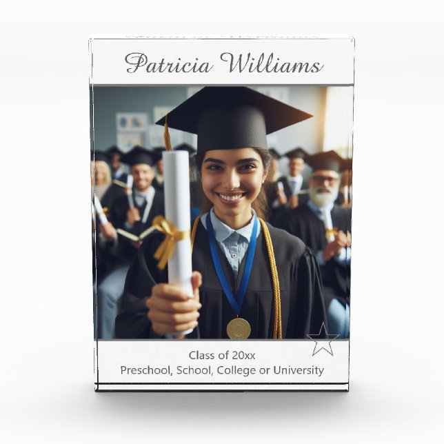 Bloque Para Fotos Graduación personalizada Clase Star Photo Plaque (Anverso)