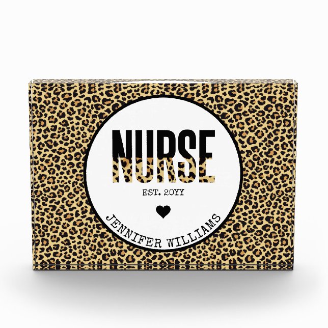Bloque Para Fotos Graduación personalizada de Enfermera Est Cheetah  (Anverso)