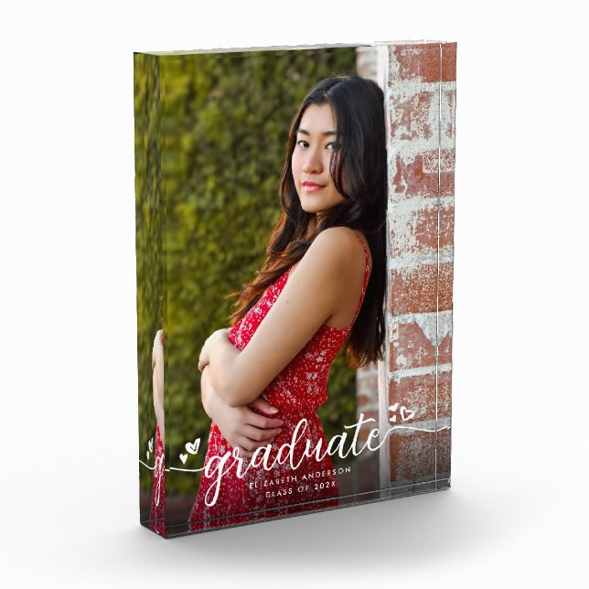 Bloque Para Fotos Graduación Personalizado de caligrafía moderna Kee (Izquierda)