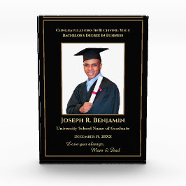 Bloque Para Fotos Graduado Personalizado de Oro de la Escuela de Oro
