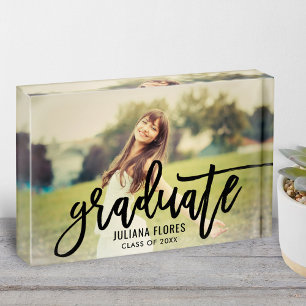 Bloque Para Fotos Graduado Personalizado en Negro con Letra Script C