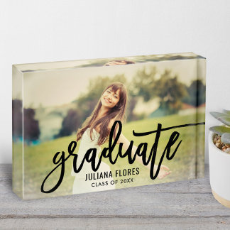 Bloque Para Fotos Graduado Personalizado en Negro con Letra Script C