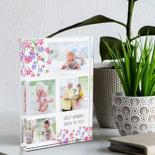 Bloque Para Fotos Gran abuela, eres la mejor floral rosada