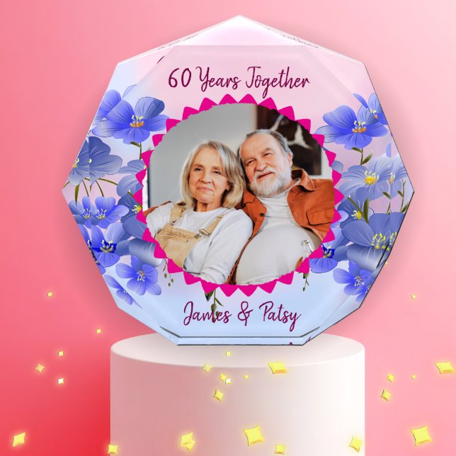 Bloque Para Fotos Grandparents 60th Diamond Anniversary Floral Gift (Subido por el creador)
