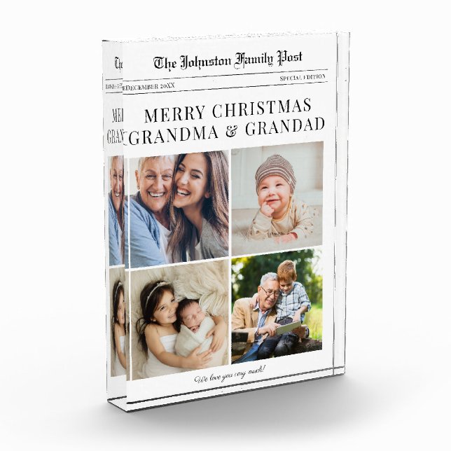 Bloque Para Fotos Grandparents Newspaper Christmas (Izquierda)