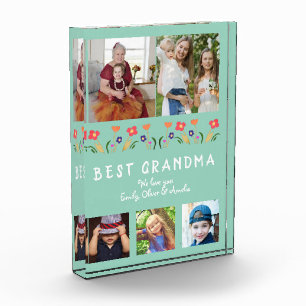 Bloque Para Fotos Green Cute Best Grandma Flowe Floral Family