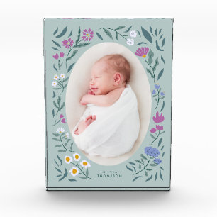 Bloque Para Fotos Green Floral Newborn Photo Keepsake