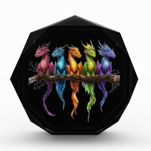 Bloque Para Fotos Grupo de arcoíris de dragones bebés sobre negro